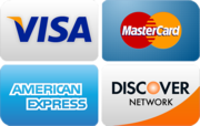 We accept Visa, Mastercard, Amex, and Discover