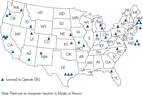 36 non-power nuclear reactors