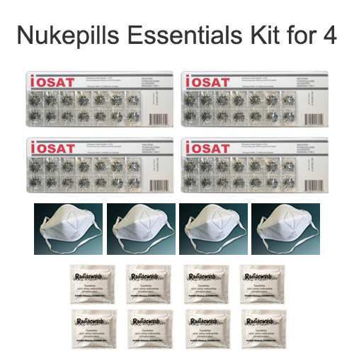 Nukepills Essentials Kit for 4 Prepper Radiation Emergency Protection SuppliesPrepper