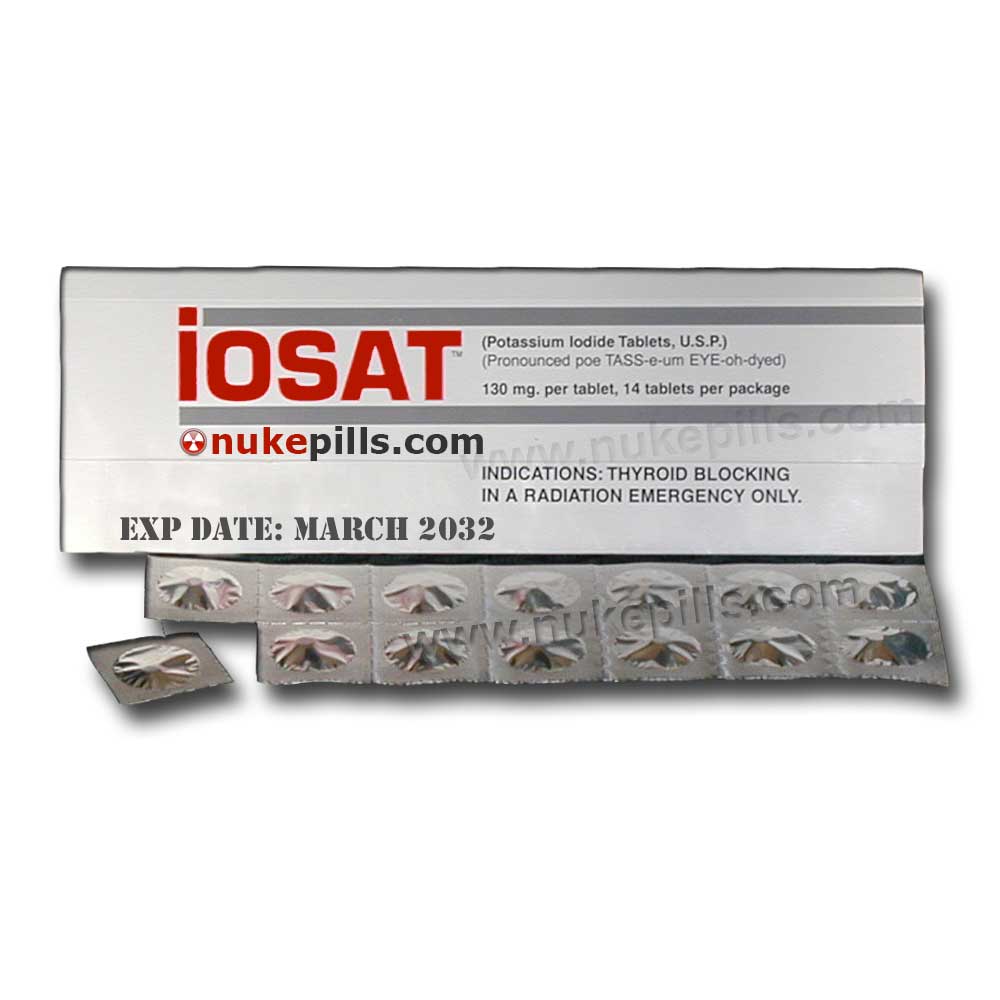 IOSAT 14 Tablets Potassium Iodide KI Pills Radiation Protection 2x ThyroSafe 