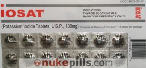 Iosat Potassium Iodide Tablets (130mg, full strength, FDA-approved)