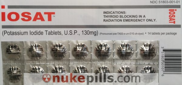 Iosat Potassium Iodide Tablets 130mg Full Strength FDA approved Prepper Radiation 